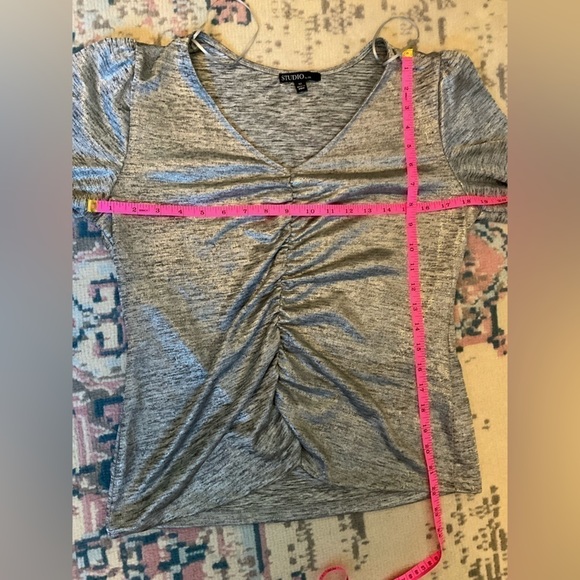 NWT John Paul Richards INC JPR Studio Metallic Ruched Silver Knit Medium - Picture 7 of 12